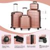 Luggage Sets ABS+PC Hardshell 4pcs Luggage Hardside Lightweight Durable Suitcase sets Spinner Wheels Suitcase with TSA Lock (12/20/24/28),ROSE GOLD