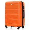 Luggage Set of 3, 20-inch with USB Port, Airline Certified Carry-on Luggage with Cup Holder, ABS Hard Shell Luggage with Spinner Wheels, orange