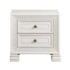 Classic Luxury Pearl White Finish Nightstand of 2x Drawers Wooden Bedroom Furniture 1pc, Dart Molding Design