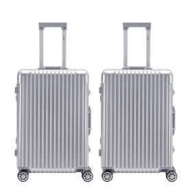 Highly durable travel suitcases check in luggage cabin baggage abs hard shell carry on premium suitcases (Color: Silver, size: Medium 26'' x 2)