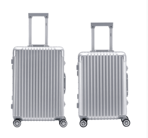 Highly durable travel suitcases check in luggage cabin baggage abs hard shell carry on premium suitcases (Color: Silver, size: Cabin + medium 26)