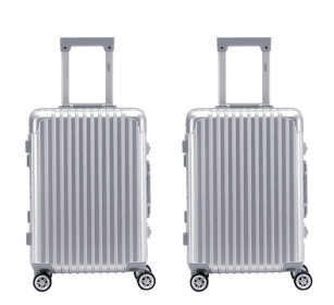 Highly durable travel suitcases check in luggage cabin baggage abs hard shell carry on premium suitcases (Color: Silver, size: Cabin x 2)