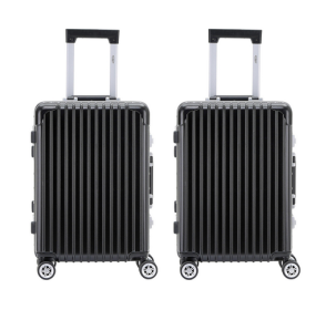 Highly durable travel suitcases check in luggage cabin baggage abs hard shell carry on premium suitcases (Color: black, size: Cabin x 2)