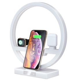 3 in 1 Wireless Charger Applicable For Mobile Phone Watch Headset Table Lamp Charging Bracket Hotselling (Socket Standard: us, Color: White)