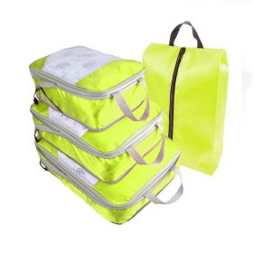 4pcs Packing Cubes Suitcase Organiser Packing Bags Luggage Organiser Set (Color: Green)