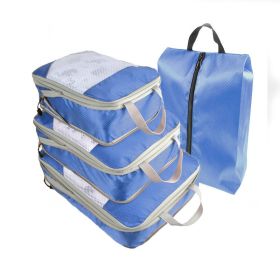 4pcs Packing Cubes Suitcase Organiser Packing Bags Luggage Organiser Set (Color: Blue)