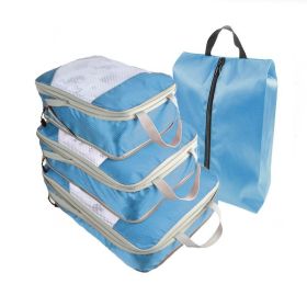 4pcs Packing Cubes Suitcase Organiser Packing Bags Luggage Organiser Set (Color: Light Blue)