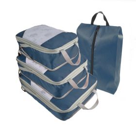 4pcs Packing Cubes Suitcase Organiser Packing Bags Luggage Organiser Set (Color: Navy Blue)