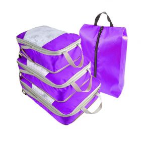 4pcs Packing Cubes Suitcase Organiser Packing Bags Luggage Organiser Set (Color: Purple)