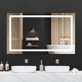 40*24 LED Lighted Bathroom Wall Mounted Mirror with High Lumen+Anti-Fog Separately Control+Dimmer Function (Color: White)