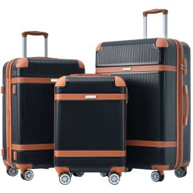 Hardshell Luggage Sets 3 Piece double spinner 8 wheels Suitcase with TSA Lock Lightweight 20''24''28'' (Color: as Pic)