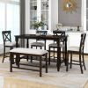 6-Piece Counter Height Dining Table Set Table with Shelf 4 Chairs and Bench for Dining Room