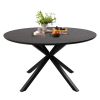 53" Mid-Century Modern Round Dining Table for 4-6 Person W/Solid Metal Legs