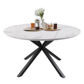 53" Mid-Century Modern Round Dining Table for 4-6 Person W/Solid Metal Legs (SKU: CH1015)