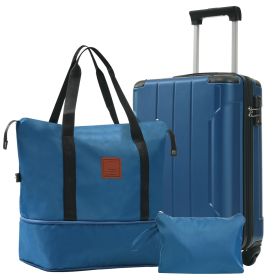 Hardshell Luggage Sets 3 Piece Carry-on Suitcases with Wheels, TSA Lock for Men Women, Blue (20in) (Color: as Pic)