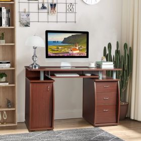 FCH 115* 55*74cm 15mm MDF Portable 1pc Door with 3pcs Drawers Computer Desk (A Box) Coffee Color (Color: as picture)