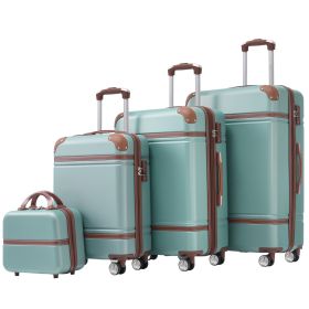 Hardshell Luggage Sets 4 Pieces 20"+24"+28" Luggages and Cosmetic Case Spinner Suitcase with TSA Lock Lightweight (Color: as Pic)