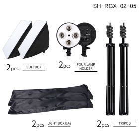 Softbox 50x70CM Photography Four Lamp Holders Lighting Kit With Photographic Tripod And Portable Bag For Photo Studio Shooting (Color: SH-RGX-02-05)