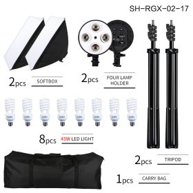 Softbox 50x70CM Photography Four Lamp Holders Lighting Kit With Photographic Tripod And Portable Bag For Photo Studio Shooting (Color: SH-RGX-02-17)