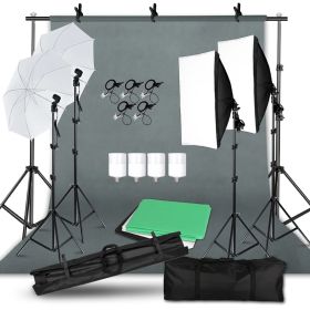 Photography Lighting Kit Umbrella Photo Background Muslin Backdrops Softbox Light Stand Portable Bag Soft BoxFor Photo Studio (Color: photo kit 53)