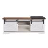 WESOME 47 Inch Modern Farmhouse Sliding X Barn Door Litterbox Bench with Entry Cutout;  Shoe Bench Multi-color Option