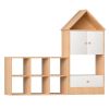 Versatile Children's Bookshelf with House-Shaped Design, Multi-Functional Storage for Books and Toys, Adjustable Placement