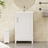 [Viedo] 20 Inch Modern Small Bathroom Vanity Cabinet With Ceramic Basin- 20*15.5*33.3 Inches,Ample Storage,1 Soft-Close Door