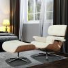 Living Room Standard Size Lounge Chair Armchair With Ottoman Genuine Leather Swivel Chair