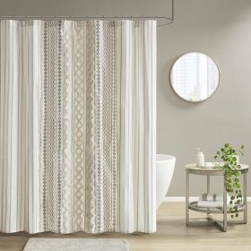 Cotton Printed Shower Curtain with Chenille (Color: as Pic)