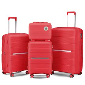 Luggage Sets 4 Piece(14/20/24/28) PP Lightweight & Durable Expandable suitcase (Color: as Pic)