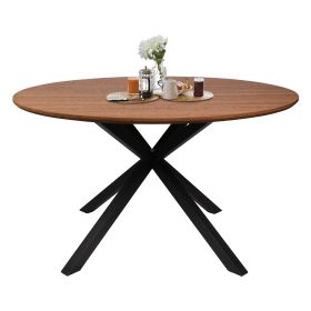 53" Mid-Century Modern Round Dining Table for 4-6 Person W/Solid Metal Legs (SKU: CH1002)