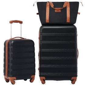 Hardshell Luggage Sets 2Pcs + Bag Spinner Suitcase with TSA Lock Lightweight 20" + 28" (Color: as Pic)