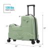 22 Inch Kid's Ride on Suitcase Children's Trolley Luggage with Spinner Wheels \Lock\Safty Belt\Telescoping Handle Blue