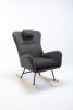 35.5 inch Rocking Chair, Soft Teddy Velvet Fabric Rocking Chair for Nursery