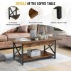 2-Tier Industrial Rectangular Coffee Table with Storage Shelf