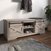 WESOME 47 Inch Modern Farmhouse Sliding X Barn Door Litterbox Bench with Entry Cutout;  Shoe Bench Multi-color Option