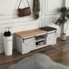 WESOME 47 Inch Modern Farmhouse Sliding X Barn Door Litterbox Bench with Entry Cutout;  Shoe Bench Multi-color Option