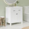 30-inch Bathroom Vanity with Ceramic Sink, Modern Green Single Bathroom Cabinet with 2 Doors and a Shelf, Soft Close Doors