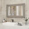 Solid Wood Frame Flat Bathroom Mirror-Middel