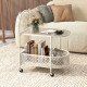 2-Tier Mobile Glass Coffee Table with Bear Pattern