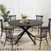 53" Mid-Century Modern Round Dining Table for 4-6 Person W/Solid Metal Legs