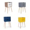 Set of 2 Wooden Modern Nightstand with 2 Drawers and 4 Solid Splayed Legs, Living Room Bedroom Furniture