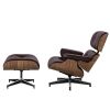 Living Room Standard Size Lounge Chair Armchair With Ottoman Genuine Leather Swivel Chair