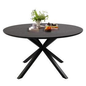 53" Mid-Century Modern Round Dining Table for 4-6 Person W/Solid Metal Legs (SKU: CH1014)