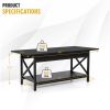 2-Tier Industrial Rectangular Coffee Table with Storage Shelf