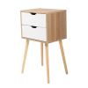 Set of 2 Wooden Modern Nightstand with 2 Drawers and 4 Solid Splayed Legs, Living Room Bedroom Furniture